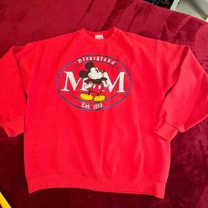 Vintage Mickey Inc Disneyland Sweatshirt Red Mickey Mouse Est 1955 Made in USA L